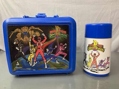 #ad MIGHTY MORPHIN POWER RANGERS Vintage 1993 Lunch Box amp; Thermos Blue Aladdin $25.50
