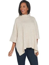 Gili Noir Fawn Beige Mock Neck Pop-over Layering Sweater Tunic New