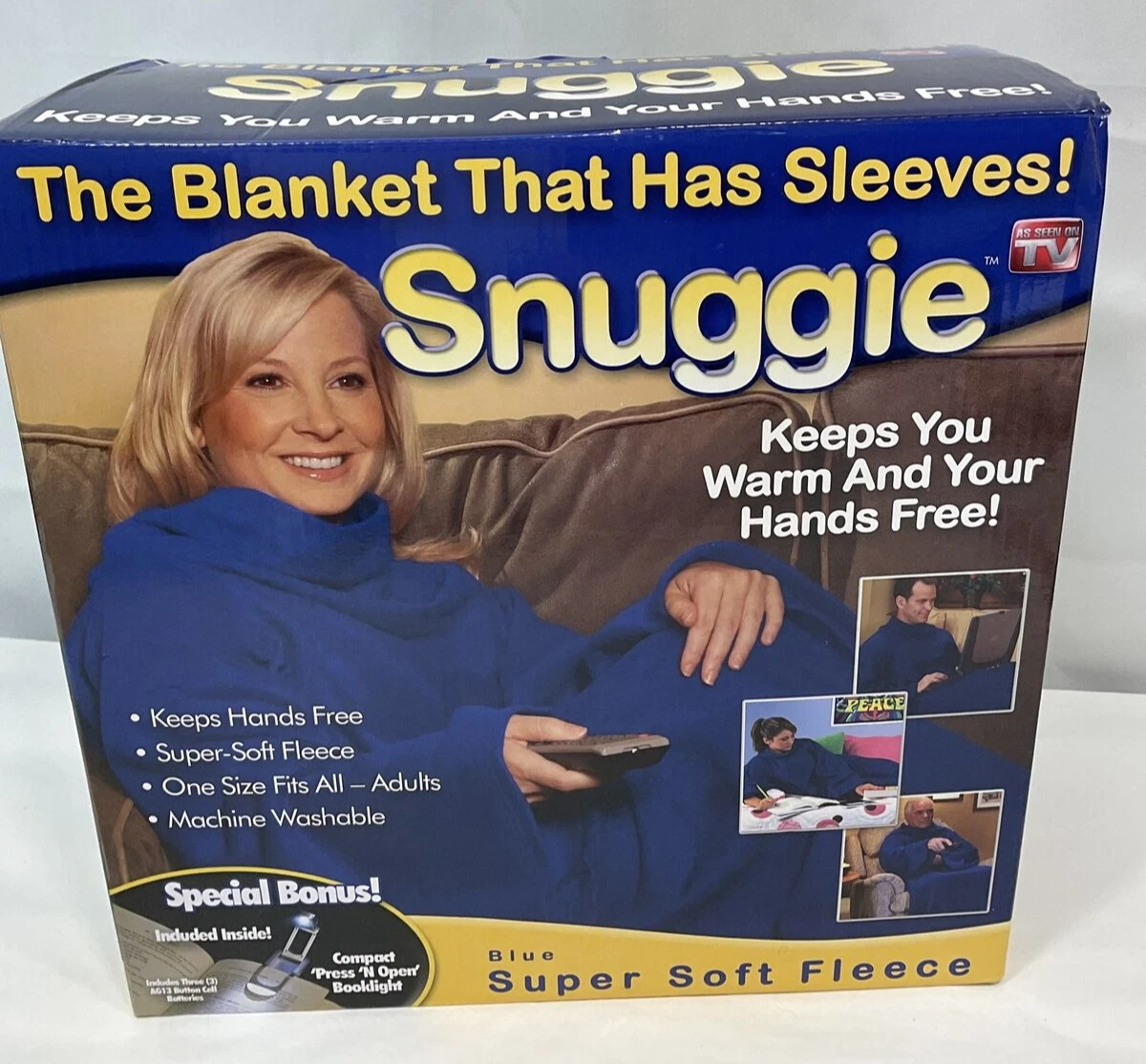 Snuggie Blanket with Sleeves One Size Blue NIB eBay