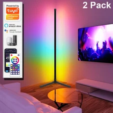 2PCS Smart Corner Floor Lamp WiFi Bluetooth Corner Light App Control Music Sync