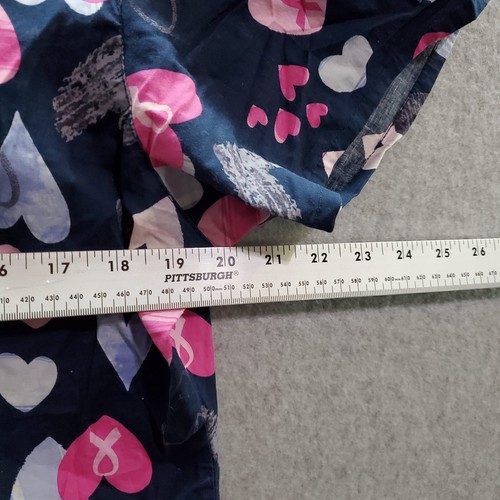 Carhartt Women Scrub Top Medium Blue Hearts Allover Print Short Sleeve V Neck - Picture 4 of 9