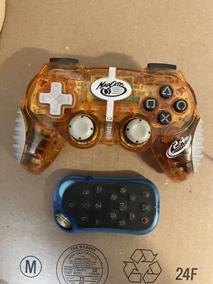 Orange PS2 Mad Catz 2.4 GHz Wireless Controller 8246 & DVD Remote 8271 Untested