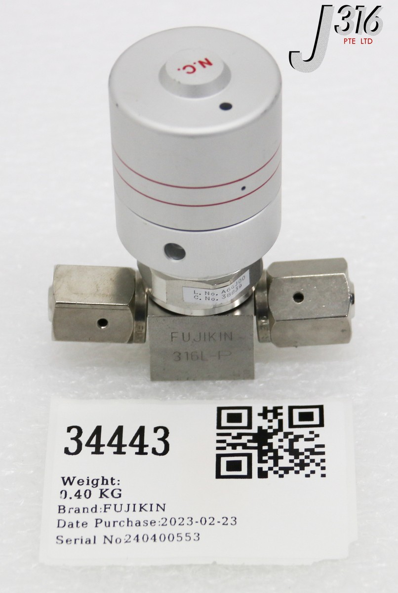 34443 FUJIKIN DIAPHRAGM VALVE O.P.3.5~5KGF/CMG TYPE N.C 38839 | eBay