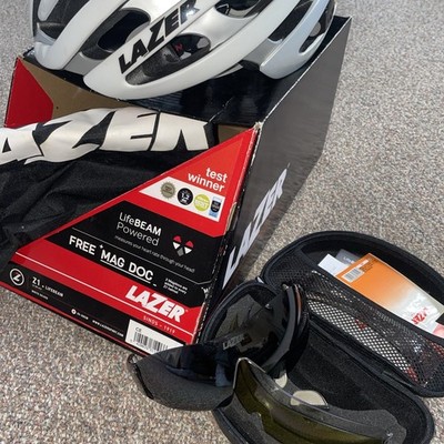 Lazer Z1 Life Beam Fahrradhelm M55/59 Lazer HR Monitor & Mag Doc Brille.  