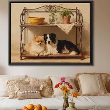 Pomeranian Dog Oil Painting Canvas Print Wall Art Vintage Decor Living Room Art