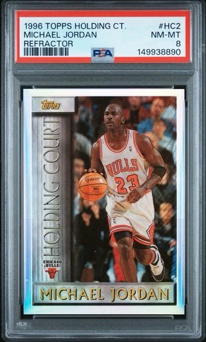 1996 TOPPS MICHAEL JORDAN HOLDING COURT REFRACTOR CARD #HC2 *PSA NM-MT 8 - BULLS