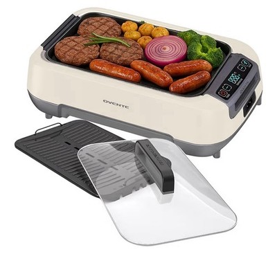 Ovente SGR85W Smokeless Indoor Grill Electric Portable BBQ - New Open Box