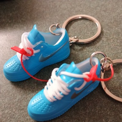 Mini Sneaker Keychain 3D Nike Air Force 1 Low Off-White MCA University Blue