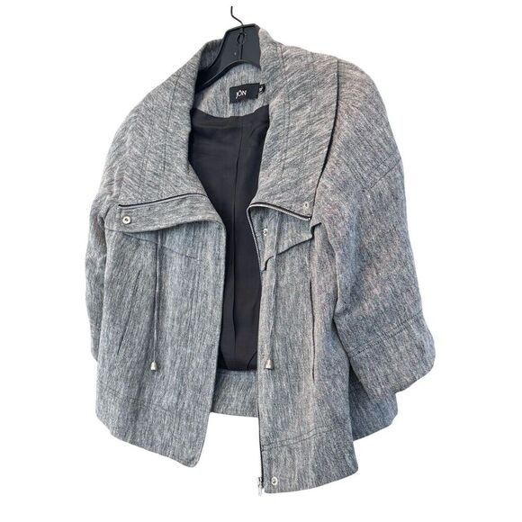 Jon Women's Gray Casual Solid Basic Jacket Size 4 - image 8