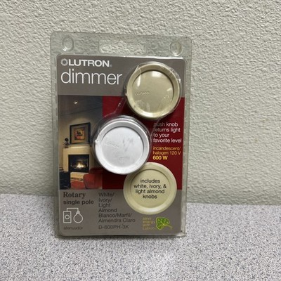 Lutron Rotary Single Pole Dimmer White Ivory Light Almond Knobs D-600PH-3K New