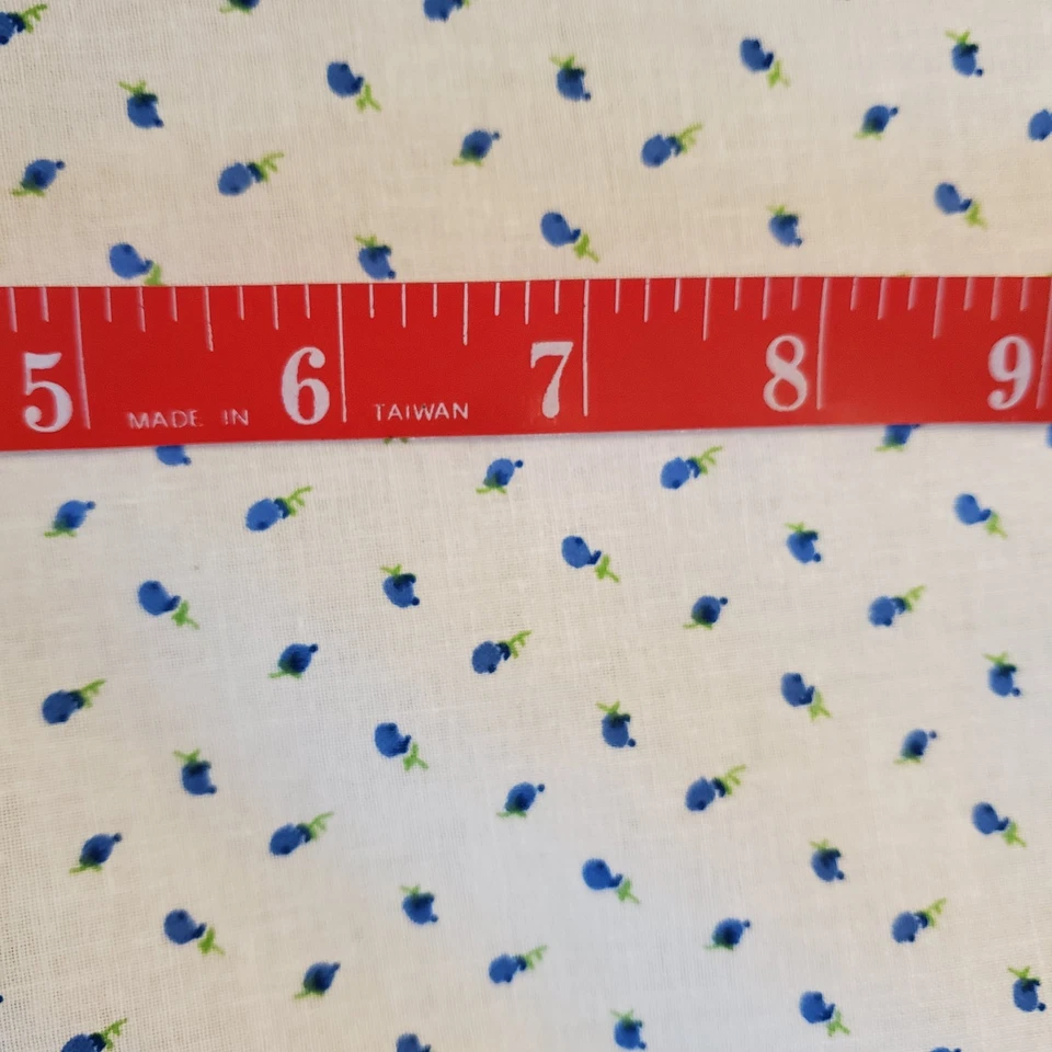 Shabby Chic Blue Flowers Rose Bud Fabric Cotton Floral FQ HY BTY By the Yard - Image 2 of 3