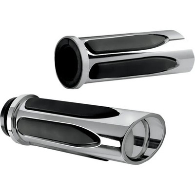Arlen Ness Chrome Deep Cut Soft-Touch Hand Grips Harley Throttle by Wire