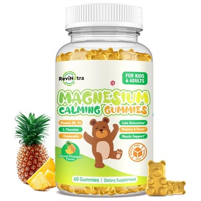 Magnesium Gummies for Kids - Magnesium Glycinate Gummies Supplement with L-Th...