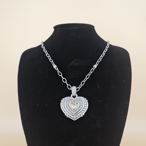 Judith Ripka Herz Anhänger in Sterlingsilber mit 18k Gold/Diamanten mit JR Kette! - Bild 9 von 18