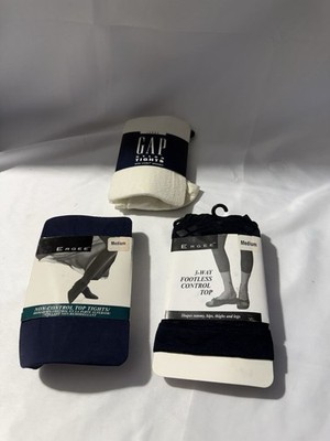 Lot Of 3 Vintage GAP ERGEE Tights Footless Control Top Hosiery M L