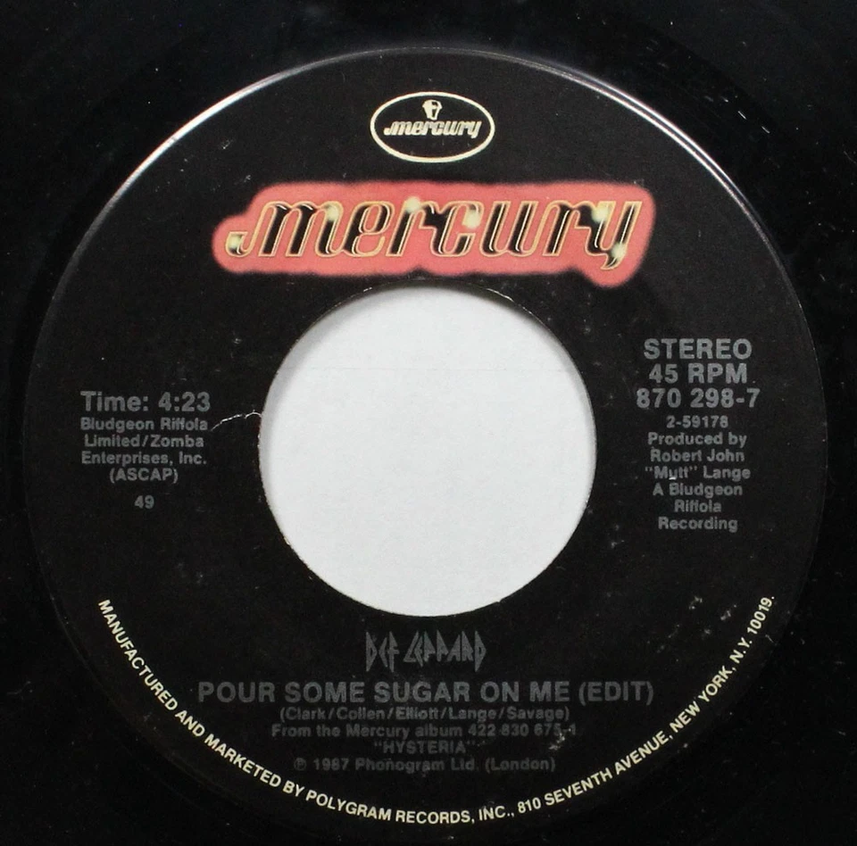 Hair Metal Picture Sleeve 45 Def Leppard - Pour Some Sugar On Me / Ring Of Fire - Image 2 of 3