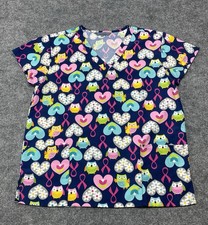 Serene Uniforms Scrubs Top Shirt Owls Hearts Ribbons Size Medium