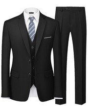 MrSure Men's 3 Piece Suit Blazer, Slim Fit Tux with 2 Button, Jacket Vest Pants