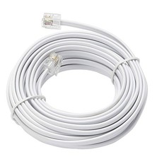 Telephone Extension Line Cord 25 Ft White RJ11 Plugs Landline Wire Cable