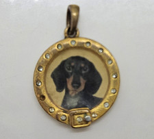 Vintage Dog Photo Pendant with Poem on Back 1"