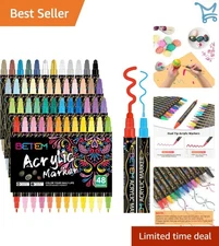 48 Colors Acrylic Paint Markers Dual Tip Art Supplies for Wood Canvas Glass