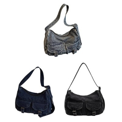 Schultertasche Handtasche für Damen Denim verstellbar Retro Ästhetik Beuteltasche Crossbody Bag