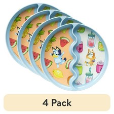 3-Piece Mealtime Set with Divided Suction Plate, Bowl and Spoon, 4 pack