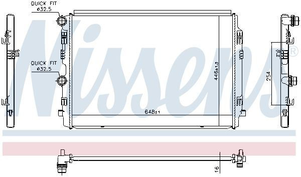 651931 NISSENS 376713424 Engine Radiator Aluminium, 630 X 322 X 32