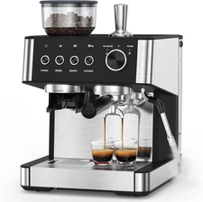 Electactic (2025) 20 Bar Espresso Machine with Built-in Anti-Clog Coffee Grinder