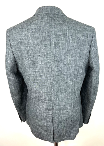 Chaqueta Blazer Abrigo Deportivo Banana Republic Para Hombres 44R Gris Calce Ajustado Lino 2 Botones - Imagen 5 de 12