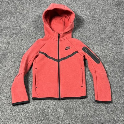 Nike Hoodie Youth Medium Red Black Tech Fleece Windrunner Full Zip