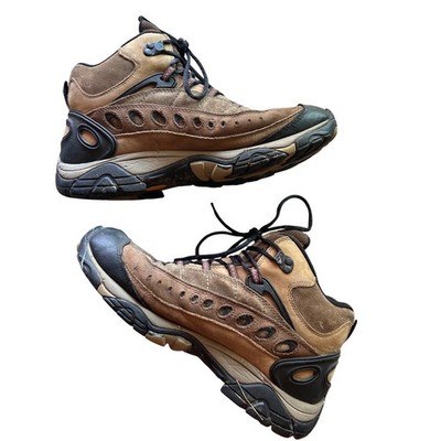Merrell Hiking Boots Mens 10.5 Waterproof Mid Brown Vibram Camping Outdoor