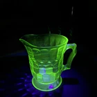 Hazel Atlas Uranium Vaseline Green Depression Glass Honeycomb Column Pitcher 7”