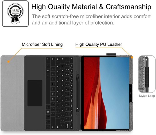 For 13'' Microsoft Surface Pro X 2020/2019 Case Multiple Angle Portfolio Cover - Bild 3 von 10