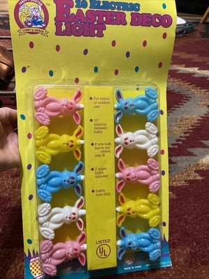 Vtg Atico International Easter 10 Bunny Rabbit Blow Mold Light Set - New
