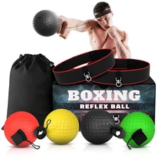 Boxing Reflex Ball Set with 4 Difficulty Balls & 2 Adjustable Headbands – Reacti
