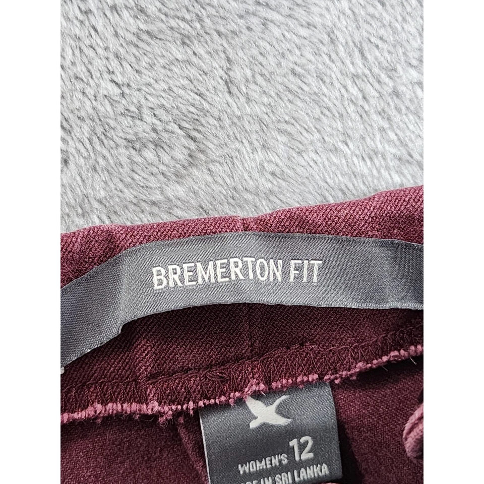 Calça elástica reta fina cintura média Eddie Bauer Bremerton tamanho 12 vermelha  - Imagem 4 de 4