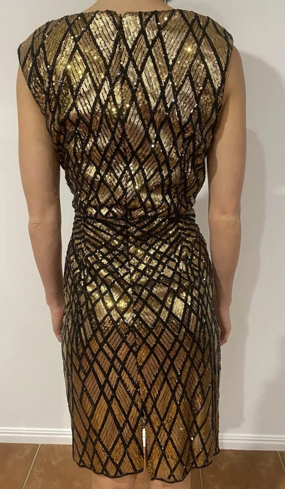 Mei Mei Dress Women’s Size 10 Formal/Cocktail, Black & Gold Sequins, As New - image 4 of 4