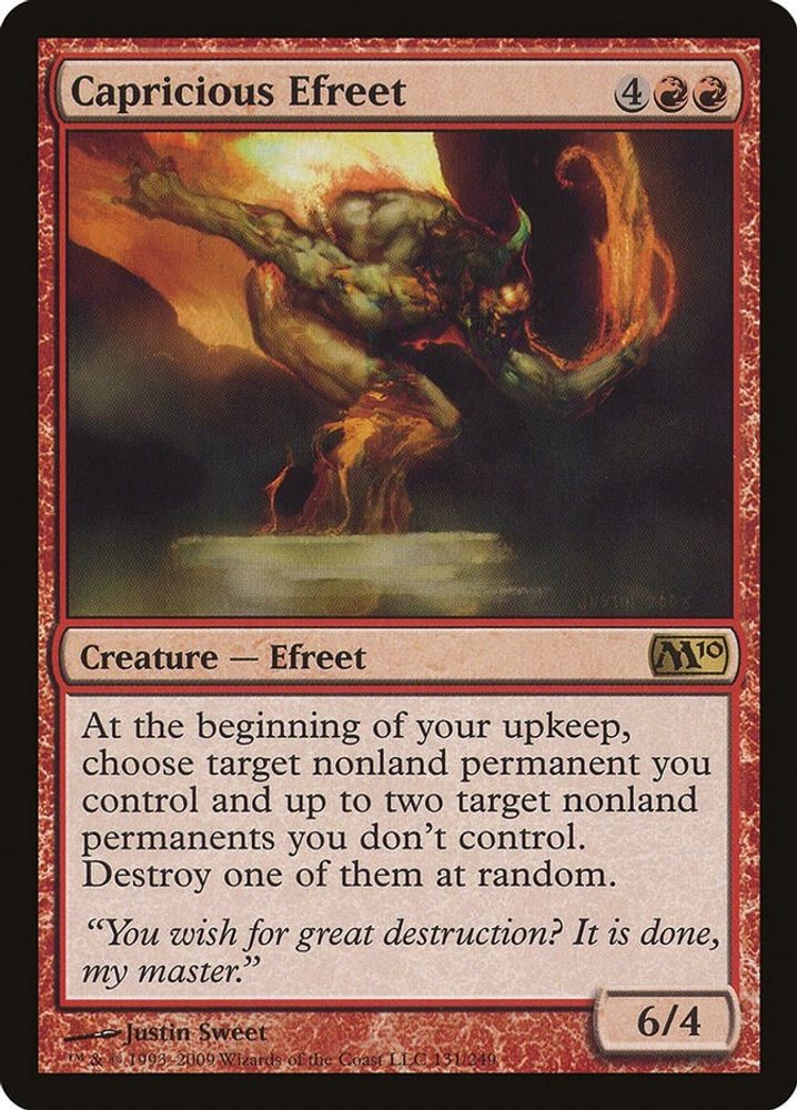 2009 Magic: The Gathering: M10 - Capricious Efreet (#131, R, Moderately Played)