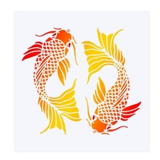 FINGERINSPIRE Koi Drawing Painting Stencils (11.8x11.8inch) Plastic
