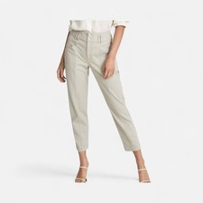 Reiss Cream Baxter Relaxed Tapered Fit Ankle Soft Denim Trouser Pants, Size 12