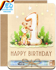 1. Geburtstag Junge Mädchen, 1 Jahr Geldgeschenk Verpackung Holz Mit Reagenzgläs