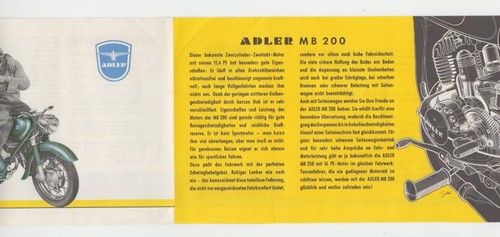 Adler MB200 (MB 200) ca 1955 Prospekt / Brochure deutsch / german Original - Picture 2 of 5