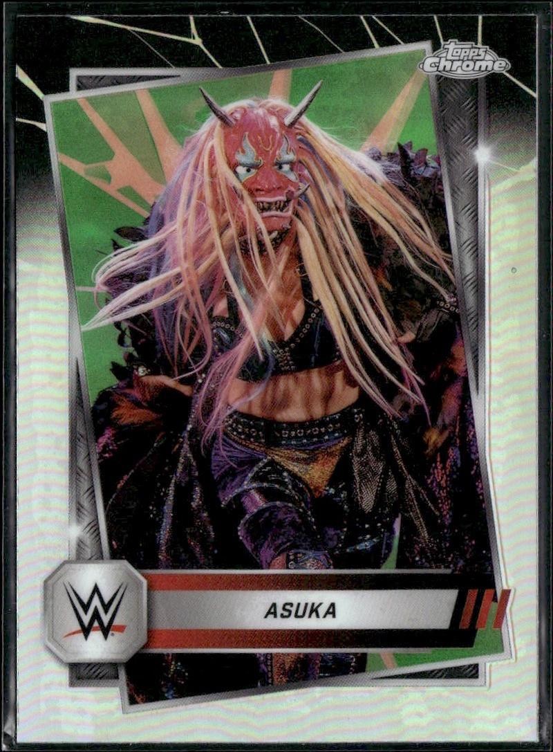 2025 Topps Chrome WWE #111 Asuka Neon Green & Black Refractor