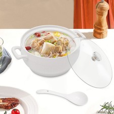 Ceramic Soup Tureen with Glass Lid Porcelain Serving Soup Tureen Restaurant Home