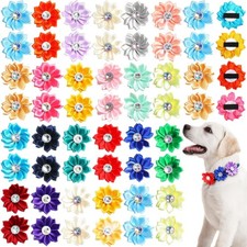 100 Pcs Small Dog Collar Flowers Dog Puppy Cat Flowers Ties Multicolored Pet ...