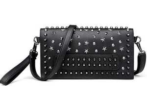 Women Small Punk Rivet Handbag Purse Clutch PU Satchel Shoulder Tote Top-hand... - Picture 1 of 6