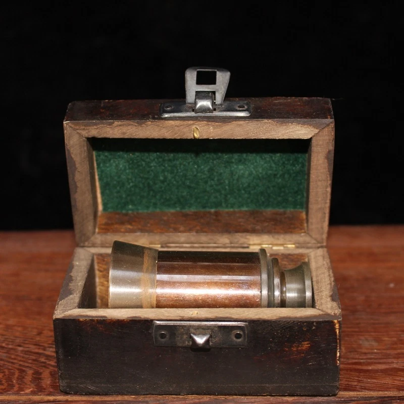 Telescopio elástico chino antiguo hecho a mano de cobre colección antigua artesanías Foto 2 de 4