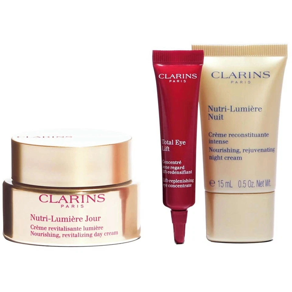 Clarins Nutri-Lumière Colección Día Noche Levantamiento de Ojos Flor Enriquecido 3 piezas NUEVO Foto 2 de 2
