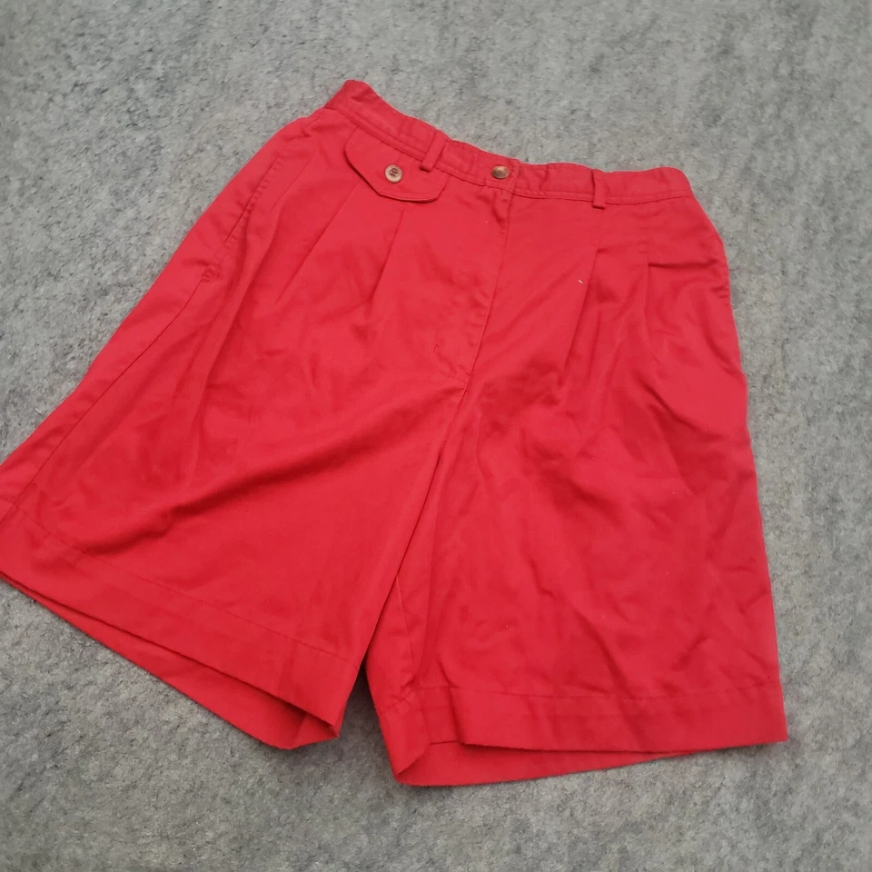 Pantalones Cortos Karen Scott Para Mujer 10 Rojo Chino Tiro Alto Bolsillos Plisados Algodón Elástico Foto 2 de 4